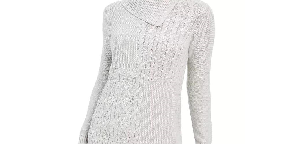 Suéter de tricô com decote redondo feminino Charter Club, tamanho pequeno, branco