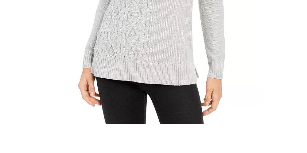 Suéter de tricô com decote redondo feminino Charter Club, tamanho pequeno, branco