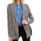Cardigan feminino Charter Club mesclado com gola xale, preto, tamanho extrapequeno