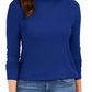 Blusa feminina Charter Club com gola alta canelada mesclada, azul, tamanho X-S