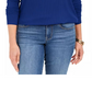 Blusa feminina Charter Club com gola alta canelada mesclada, azul, tamanho X-S