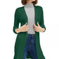 Cardigan feminino canelado aberto Maison Jules, verde, tamanho grande