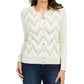 Cardigan feminino com estampa Chevron e fios metálicos Charter Club, tamanho creme, pequeno P