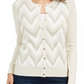 Cardigan feminino com estampa Chevron e fios metálicos Charter Club, tamanho creme, pequeno P