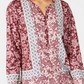 Blusa feminina estampada de manga comprida e decote em V, tamanho pequeno, vermelha, estilo &amp; co