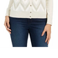 Cardigan feminino com estampa Chevron e fios metálicos Charter Club, tamanho creme, pequeno GG
