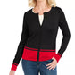 Karen Scott Cardigan Feminino com Barra Colorida Azul Tamanho Pequeno P