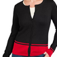 Karen Scott Cardigan Feminino com Barra Colorida Azul Tamanho Pequeno P