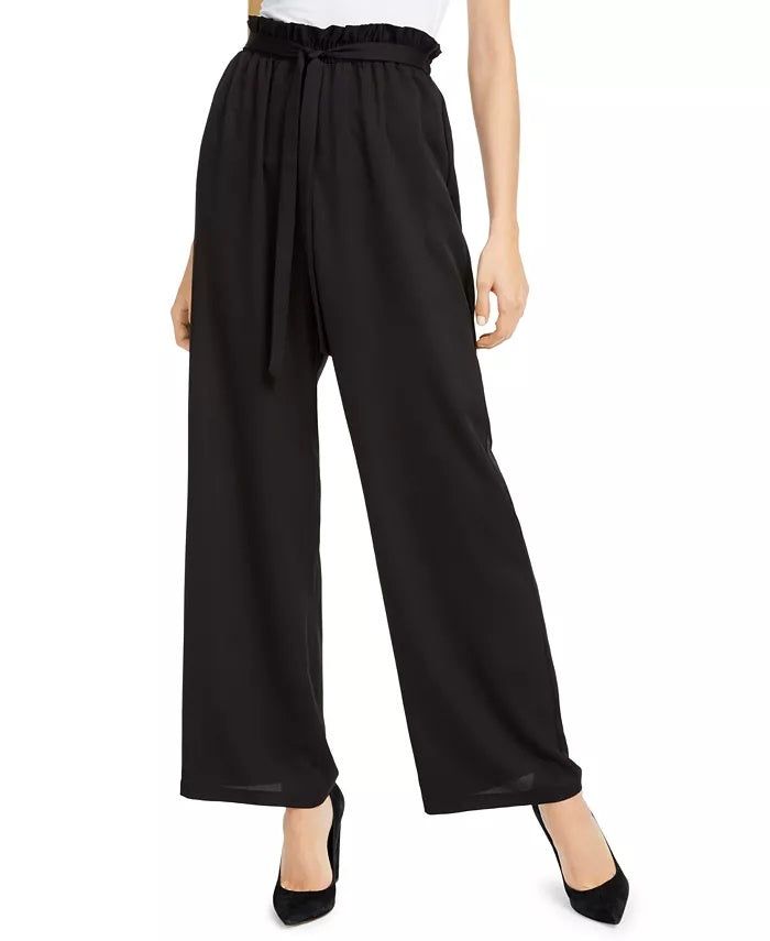 Calça Paperbag de perna larga BCX Junior, preta, tamanho extragrande