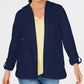 Karen Scott Sport French Terry Moletom com capuz feminino aberto na frente, azul, tamanho grande
