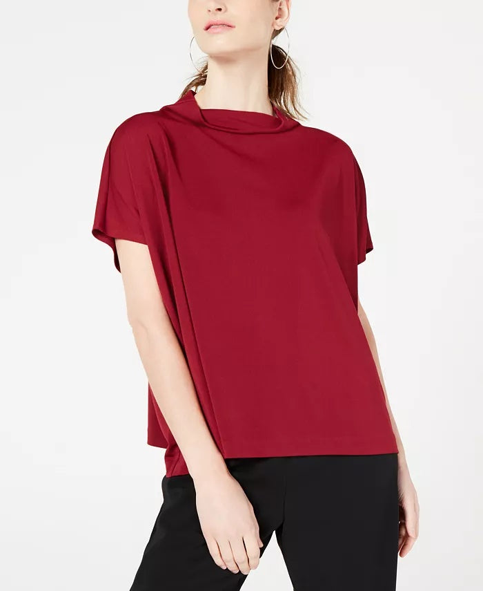 Blusa feminina Alfani com decote careca e capuz, tamanho vinho, pequena e pequena