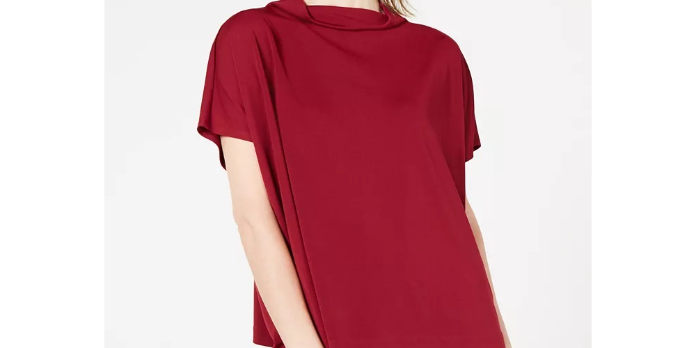 Blusa feminina Alfani com decote careca e capuz, tamanho vinho, pequena e pequena