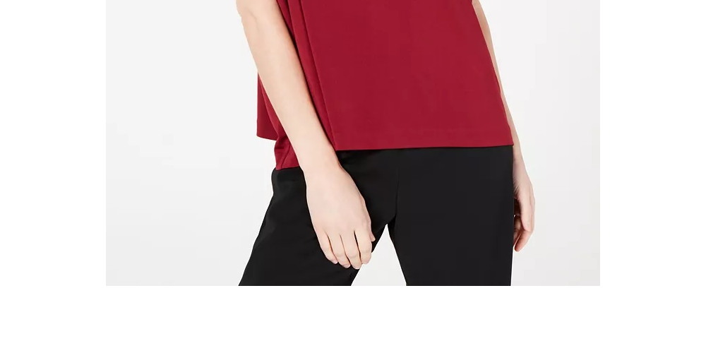 Blusa feminina Alfani com decote careca e capuz, tamanho vinho, pequena e pequena