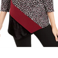 Blusa feminina Alfani Colorblock com bainha assimétrica, preta, tamanho pequeno GG
