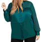 Blusa feminina Alfani Plus Size de cetim com estampa de mídia mista, verde, tamanho 0X