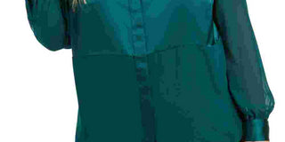 Blusa feminina Alfani Plus Size de cetim com estampa de mídia mista, verde, tamanho 0X