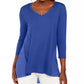 JM Collection Top Feminino Mixed-Media Studs Azul Tamanho X-S