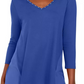 JM Collection Top Feminino Mixed-Media Studs Azul Tamanho X-S
