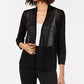 Cardigan Alfani Feminino Petite com Ponto Misto e Frente Aberta, Preto, Tamanho PS