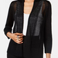 Cardigan Alfani Feminino Petite com Ponto Misto e Frente Aberta, Preto, Tamanho PS