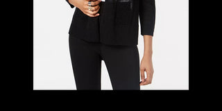 Cardigan Alfani Feminino Petite com Ponto Misto e Frente Aberta, Preto, Tamanho PS