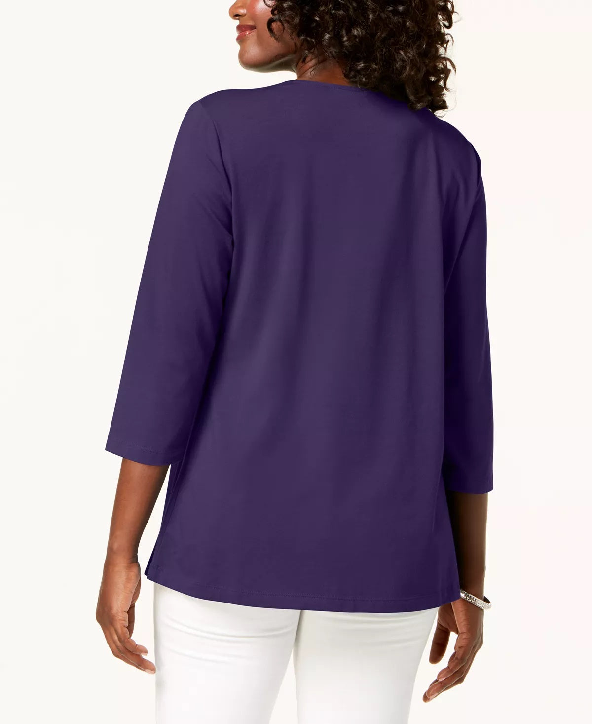 Camiseta esportiva feminina Karen Scott, azul, tamanho pequeno