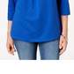 Camiseta esportiva feminina Karen Scott, azul, tamanho pequeno
