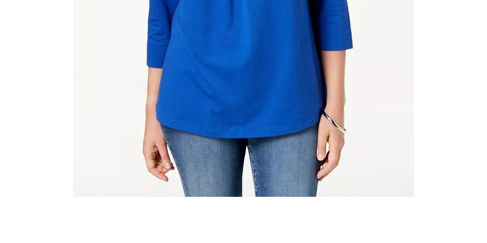 Camiseta esportiva feminina Karen Scott, azul, tamanho pequeno