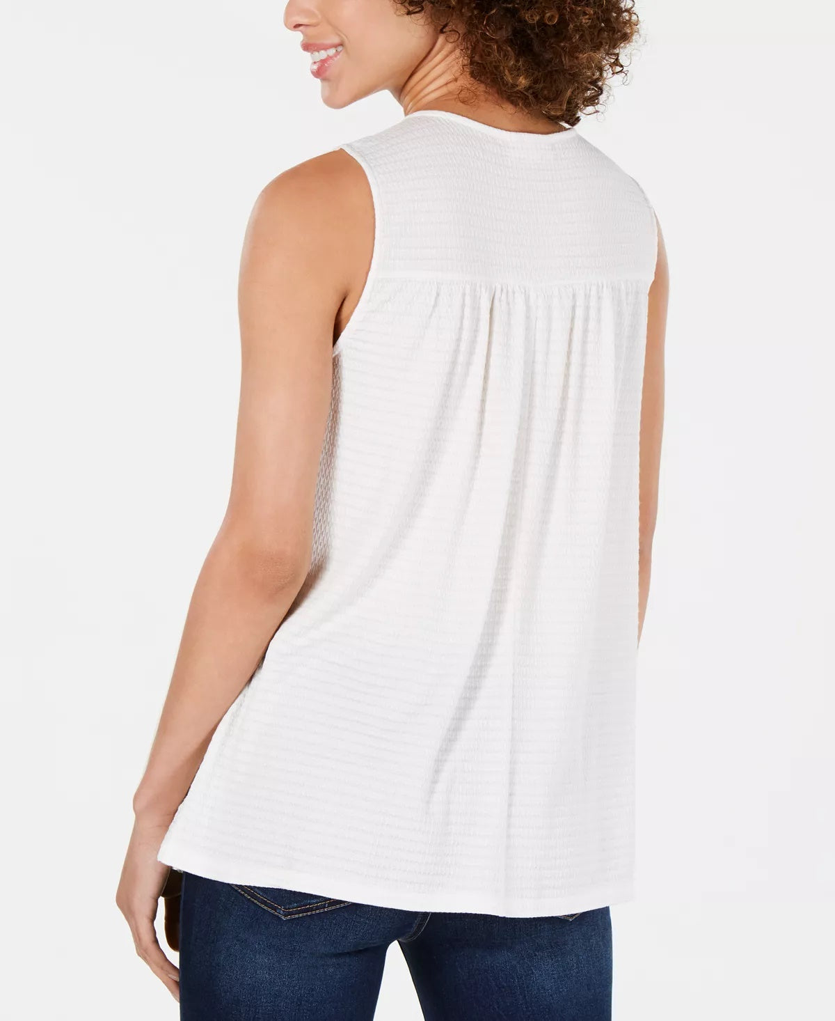 Blusa feminina estilo &amp; co com jugo bordado e acabamento com babados, branca, tamanho médio