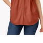 Blusa plissada com mangas e punhos Style &amp; Co feminina, laranja escuro, tamanho X-S