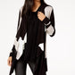 Cardigan feminino drapeado com blocos de cores da INC International Concepts, preto, tamanho PXL