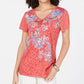 Camiseta feminina pequena com estampa gráfica Style &amp; Co, vermelha, tamanho P