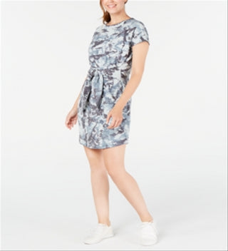 Ideology Women's Printed Tie Front T-Shirt Dress Blue Size X-Large