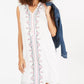Vestido feminino bordado com borla e gravata estilo &amp; co, branco, tamanho grande