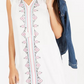 Vestido feminino bordado com borla e gravata estilo &amp; co, branco, tamanho grande