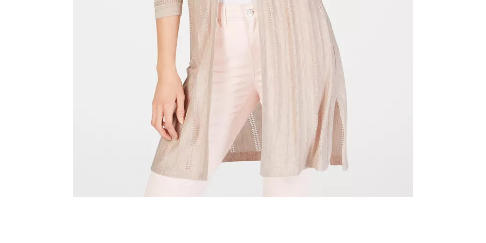 Cardigan aberto de malha texturizada feminino Charter Club, branco, tamanho grande