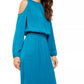 Alfani Vestido Feminino Petite Smocked Cintura Descoberta Ombros Vazados Azul Tamanho Médio