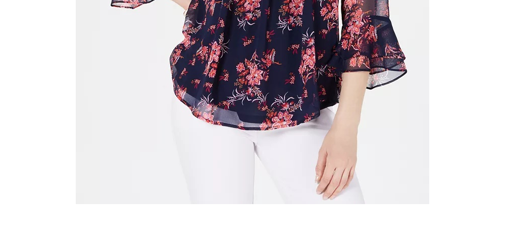 Top feminino floral com pregas Charter Club rosa tamanho XX-G
