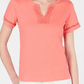 Blusa feminina Charter Club de algodão com decote dividido, coral, tamanho pequeno