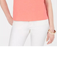 Blusa feminina Charter Club de algodão com decote dividido, coral, tamanho pequeno