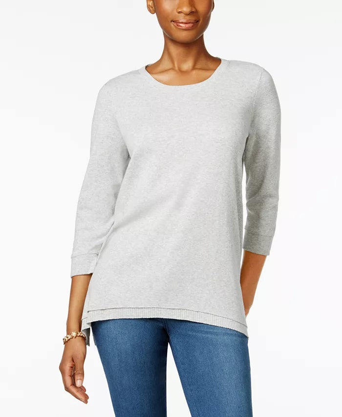 Blusa feminina com bainha em camadas Style &amp; Co, preta, tamanho pequeno