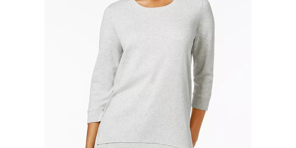 Blusa feminina com bainha em camadas Style &amp; Co, preta, tamanho pequeno