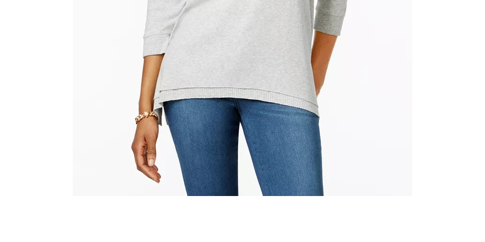 Blusa feminina com bainha em camadas Style &amp; Co, preta, tamanho pequeno