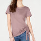 Camiseta feminina pequena com franzido lateral da INC International Concepts, amarela, tamanho PXL