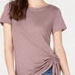 Camiseta feminina pequena com franzido lateral da INC International Concepts, amarela, tamanho PXL