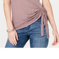 Camiseta feminina pequena com franzido lateral da INC International Concepts, amarela, tamanho PXL