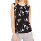 Blusa feminina Calvin Klein com estampa floral e gola plissada, sem mangas, preta/branca, tamanho X-G