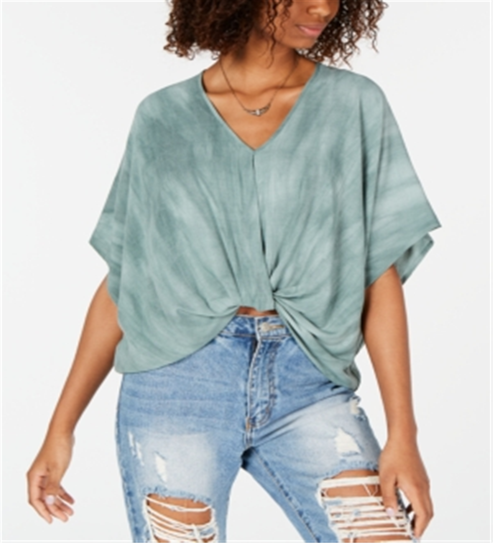 Blusa feminina Polly &amp; Esther com nó frontal, verde, tamanho grande