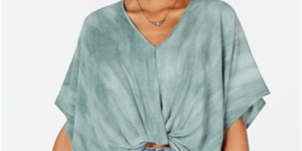 Blusa feminina Polly &amp; Esther com nó frontal, verde, tamanho grande