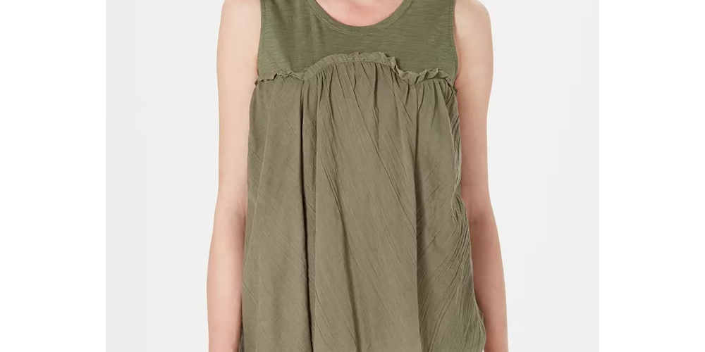 Top feminino estilo &amp; co com bainha em lenço, verde, tamanho XX-G